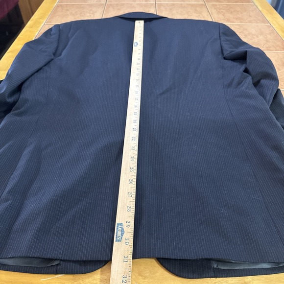 JOS A BANK 100% Wool Navy Blue Pin Stripe Sport Coat Sz 44R Blazer Jacket - Picture 11 of 11